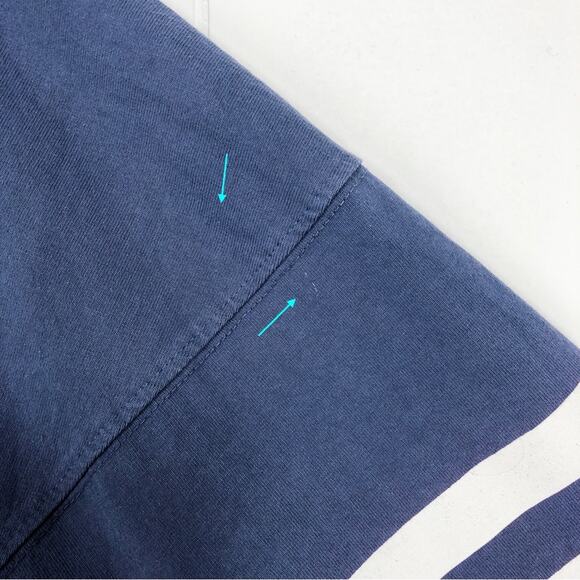 Disney Parks Spirit Jersey Puff Print Varsity Stripe Sleeve Size Medium Blue Whi - Picture 4 of 16